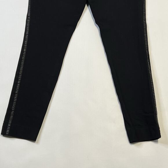 St John Pants Womens Small Black Skinny Leg Pull On Dress Career Leather Trim - Picture 11 of 11